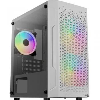 Aerocool TRINITYMINIWHV3, Caja Gaming Micro ATX, Cristal Templado, 3xVentiladores RGB, Blanco