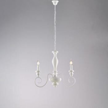 Araña Shabby Chic Cascina Blanco 3 Luces E14 de Madera y Hierro