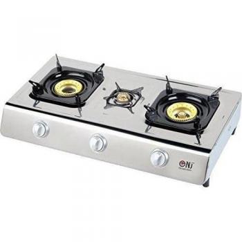 NJ NGB-300 Estufa de gas 3 quemadores Portátil Acero inoxidable Piezo Wok Camping GLP para exteriores