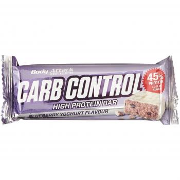 Body Attack Carb Control, Yogur de arándanos, barra proteínica de 100g sin azúcares añadidos, baja en carbohidratos y alta en proteínas, barra proteica con suero, también en la caja mezclada.