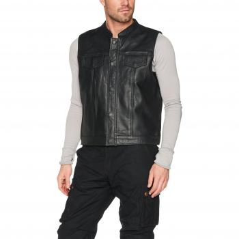 Bikers Gear Sons Of Anarchy - Chaleco de cuero para hombre, Negro, M