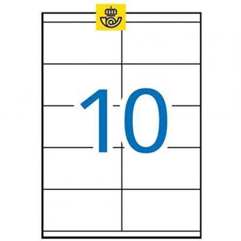 APLI 10574 - Etiquetas blancas permanentes para láser 105,0 x 57,0 mm 250 hojas, Blanco