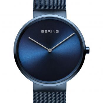 Bering Classic Unisex Blue Watch with Milanese Strap, 39mm, Sapphire Glass, Stainless Steel