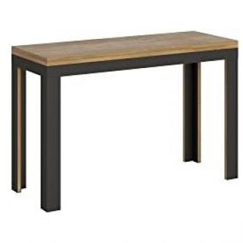 Mesa abatible extensible 120/200x45/90 cm Línea Double Roble Natural con estructura antracita