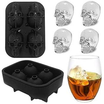 Molde de Hielo en Silicona 3D con Forma de Cráneo - Negro