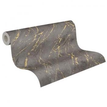 Papel Pintado Vlies Mármol Gris Oscuro - Diseño Minimalista, 0.53 x 10.05 m