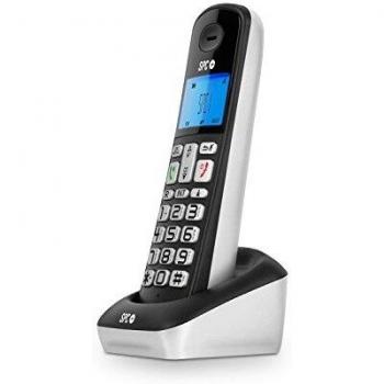 Teléfono Inalámbrico DECT SPC Gossip 7320N con Identificador de Llamadas, Manos Libres y Pantalla Iluminada - Negro/Blanco