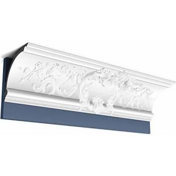 ORAC DECOR C338A Decorative Moulding - 7-1/4 in. x 7-1/4 in. x 78-3/4 in. Acanthus Leaves Primed White High Density Polyurethane Crown