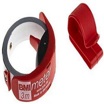 Cinta métrica de bolsillo BMImeter 3m x 16mm, acero inoxidable blanco, con clip y freno