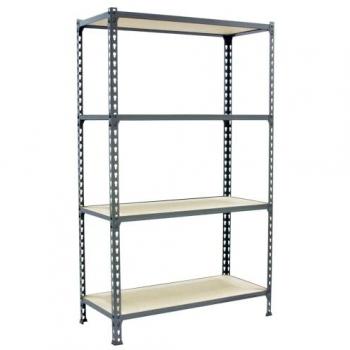 Estantería MADERCLICK 4 Estantes, 1500x900x500 mm, Galvanizado/Madera, 150 kg de Punto Flexión