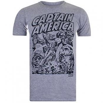 Marvel Ca Fight Scene Camiseta, Gris, S para Hombre
