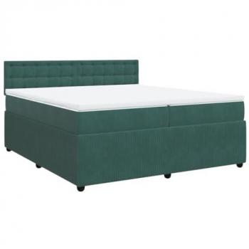 Cama Box Spring con colchón de terciopelo verde oscuro 200x200 cm vidaXL