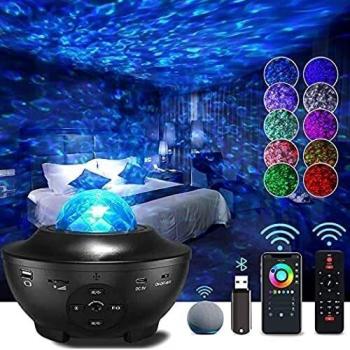 Proyector LED de cielo estrellado, lámpara Galaxy Star Lamp, Starry Night Light con reproductor de música Bluetooth, para niños y adultos Salas fiestas decoración