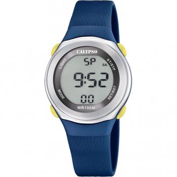 Reloj Calypso Infantil K5822/2 Color Splash Caja de Acero Inoxidable 316L Multicolor con Correa de Caucho Azul