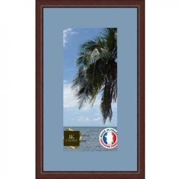 Marco de fotos de pared 17 x 17 x 37 x 37 marco, moderno, 2,3 cm de longitud, de madera, madera, Marron-38, Passe-Partout Bleu Clair
