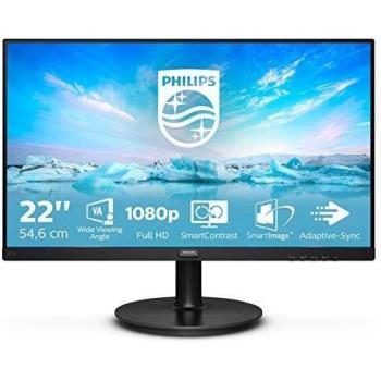 Philips 221V8A - 22 inch FHD Monitor, 75Hz, 4ms, VA, Speakers, Flickerfree