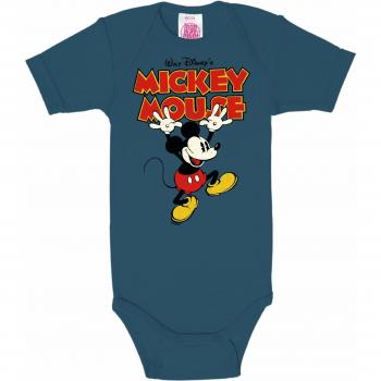 Logoshirt Body para bebé Mickey - Manos Arriba - Disney - Mickey - Handy Up - Pelele para bebé - Azul Medio - Diseño Original con Licencia, Talla 62/68, 3-6 Meses