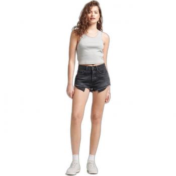 Shorts Vaqueros Cortos Vintage de Talle Alto para Mujer Superdry en Color Negro 2024