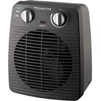 Rowenta Compact Power SO2210 - Calefactor Compacto con motor dual de 1000 W y 2000 W, función Silence, 2 velocidades y múltiples funciones, termostato anti-heladas, función frío, Color Negro