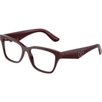 Dolce & Gabbana DG3370 Eyewear Frames, Color 3091, Squared Shape, Bordeaux, Unisex, Size 54 MM