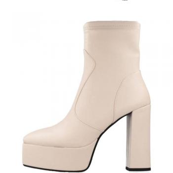 Botines de Mujer Noa Harmon 9586N Nude, características: diseño elegante, color nude, material sintético, suela antideslizante, altura del tacón moderada, cierre con cremallera lateral