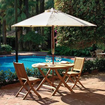 Parasol Ibiza Diámetro 350 cm, con estructura de aluminio, tela de poliéster resistente al agua y a los rayos UV, mecanismo de inclinación ajustable, base pesada incluida