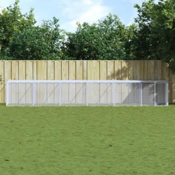 vidaXL Chicken Coop with Roof, Light Grey, 603x98x90 cm, Galvanised Steel