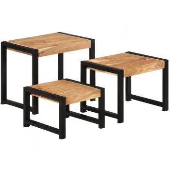 vidaXL Nesting Tables 3 pcs Solid Wood