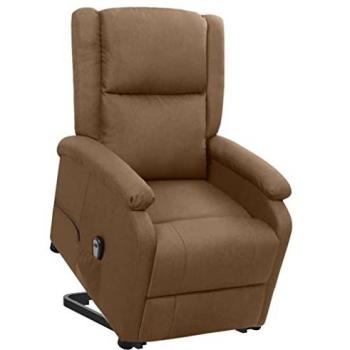 Sillón reclinable elevable de tela marrón