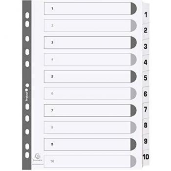 Separadores de Cartulina Blanca A4 1-10 con Pestañas Mylar Reforzadas 160gsm