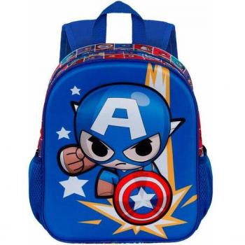 Mochila 3D Capitán América Vengadores Avengers Marvel Pequeña Azul 31cm - Karactermania