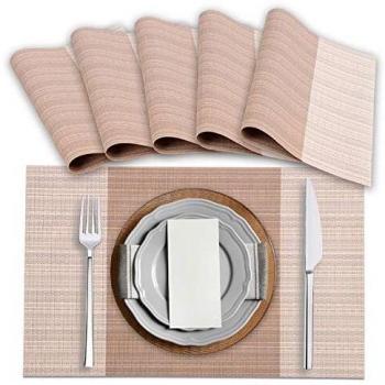 Amazon Brand – Eono 6 Manteles Individuales de PVC Antideslizantes, Repelen la Suciedad y Lavables, Respetuosas con el Medio Ambiente