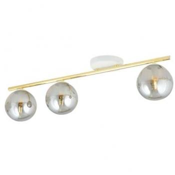 Lámpara de Techo Monza EPIKASA, Acero con recubrimiento en polvo, Vidrio Blanco y Oro, Dimensiones 80x20x14 cm