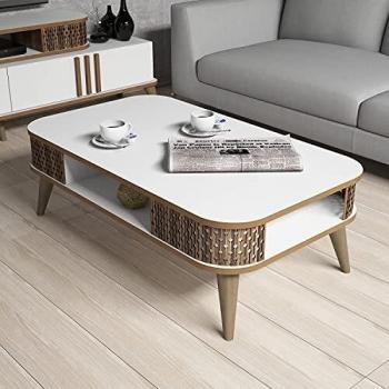Skyedecom 845HCT2829 - Mesa baja blanca para salón