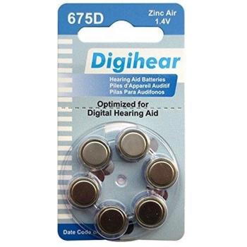 Baterías de Zinc Air 675 / A675 / PR44 para Audífonos BTE, Alta Calidad y Larga Duración, Paquete de 6