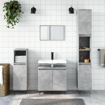 Set de muebles de baño 3 piezas de hormigón y madera gris multicapa
