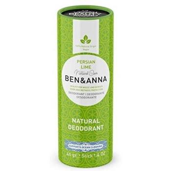 Ben & Anna Natural Deodorant Stick - Persian Lime, 40g, Vegan and certified natural cosmetics in paper packaging, plastic-free, made in Germany, Peta Vegan Award winner for best sustainable brand