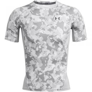 Camiseta de manga corta Under Armour HeatGear con estampado para hombre, color blanco y gris, talla XL