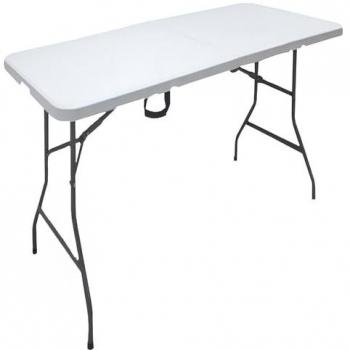 Mesa Plegable Portátil de Plástico para Interiores y Exteriores, Mesa Rectangular Multiusos con Asa, Color Blanco, Dimensiones 180 x 69 x H 74 cm