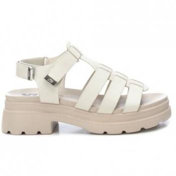 Sandalia plana cangrejera blanca para mujer Xti 142315 con velcro, casual, talla 41 EU