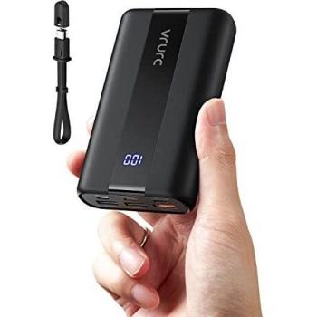 VRURC Batería Externa 20000mAh Mini Power Bank Carga Rapida 22.5W PD & QC 3.0 USB C Cargador Portatil compacta con 3 Entrada & 4 Salida Compatible con Smartphones