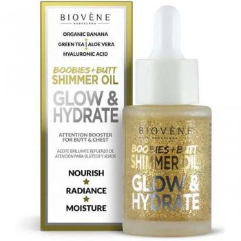 Biovène Barcelona Shimmer Oil - Aceite Iluminador Glow & Hydrate para Busto y Glúteos, 30 ml