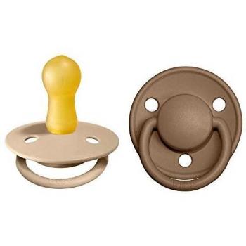 BIBS De Lux Natural Rubber Pacifier Vanilla/Dark Oak for 6+ Months, 2 Pack