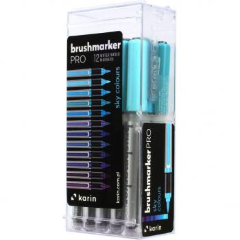 Karin BrushmarkerPRO Sky Colours Set de 12 Rotuladores Lettering Azul, Cian, Indigo, Lila, Turquesa, Violeta
