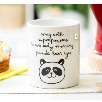 Mr. Wonderful - Taza con mensaje Superpowers to cure early morning panda bear eyes