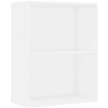 2-Tier White Engineered Wood Book Cabinet - 60x30x76.5 cm Classic Bookshelf for Living Room/Office