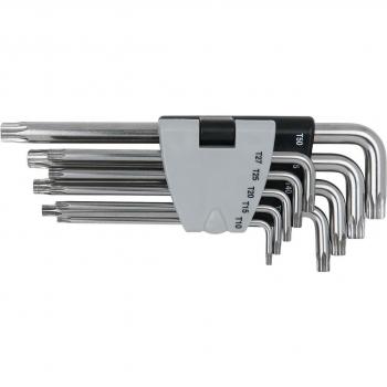 Juego de Llaves Torx acodadas de acero fino con orificio, 9 pzs - KS Tools 964.0620