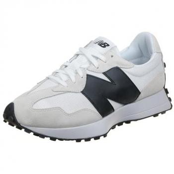 Zapatilla New Balance MS327CWB EN Blanco para Hombre, características: diseño moderno, combinación de colores blanco con detalles en gris y negro, suela de goma duradera, parte superior de malla y ante para mayor transpirabilidad y