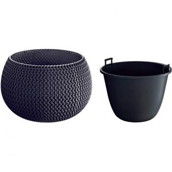 Maceta Redonda Prosperplast Splofy Bowl con Depósito en Color Antracita 23.9x16.1cm