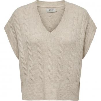 Jersei Only Melody Vest Knt Noos Beige - Sudadera de mujer, color beige, diseño sin mangas, tejido de punto, estilo casual